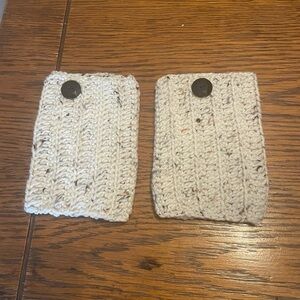 Handmade Cream Knit leg warmers with Button Closure - Set of 2